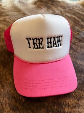 Yee Haw Pink & White Trucker Hat